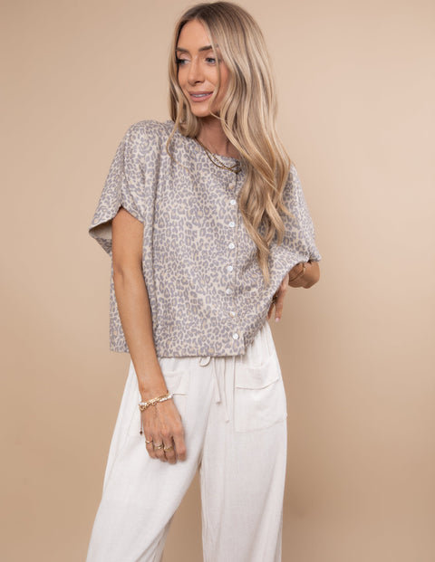 Leopard Button Up Top