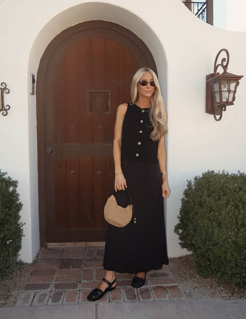 Midnight Grace Pleated Dress