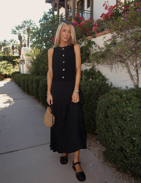 Midnight Grace Pleated Dress