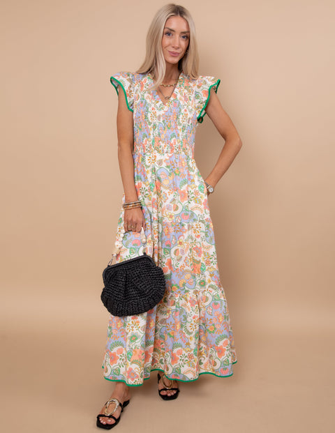 Zamara Floral Tiered Midi Dress