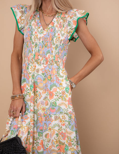 Zamara Floral Tiered Midi Dress