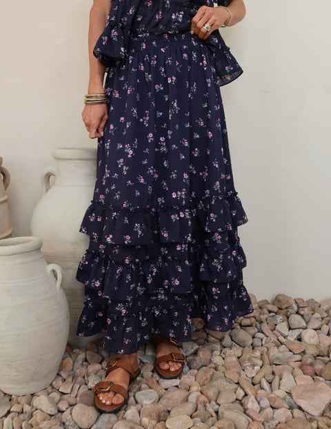 Midnight Meadow Ruffle Skirt