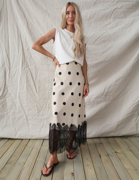 Parisian Dot Lace Midi Skirt
