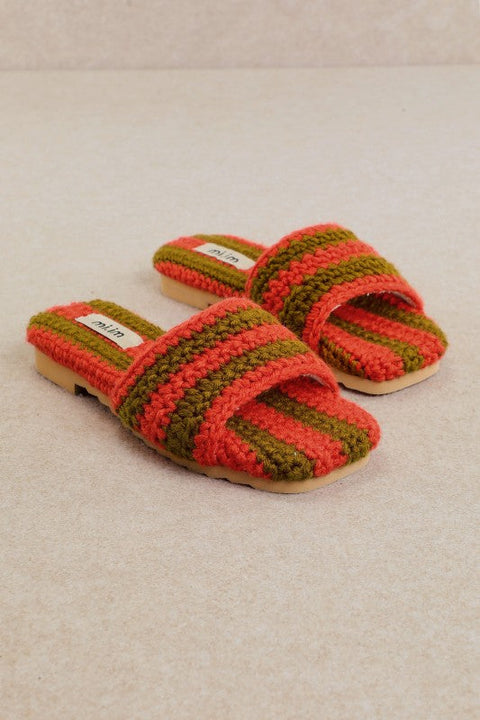 Sunset Stripe Crochet Slides