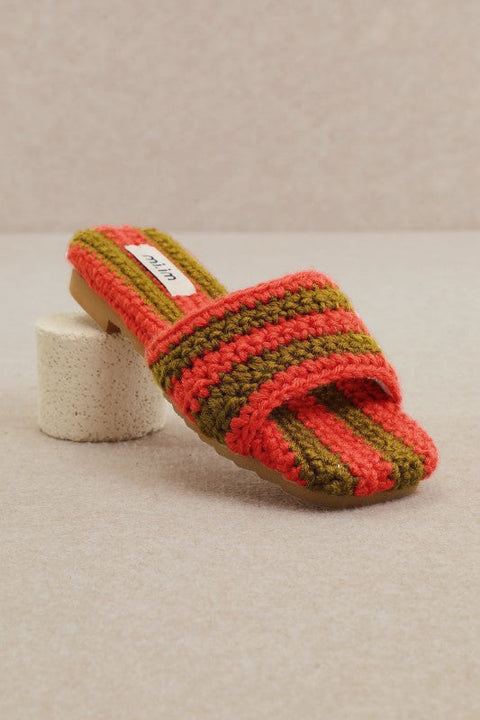 Sunset Stripe Crochet Slides