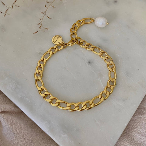 Pearl of My Heart Figaro Bracelet