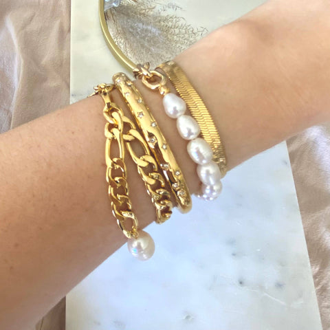 Pearl of My Heart Figaro Bracelet
