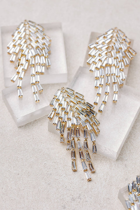 Crystal Waterfall Tassel Earrings