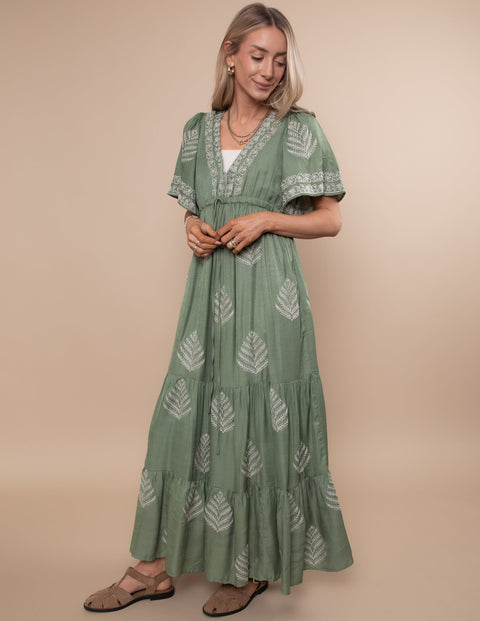 Botanical Embroidered Dress