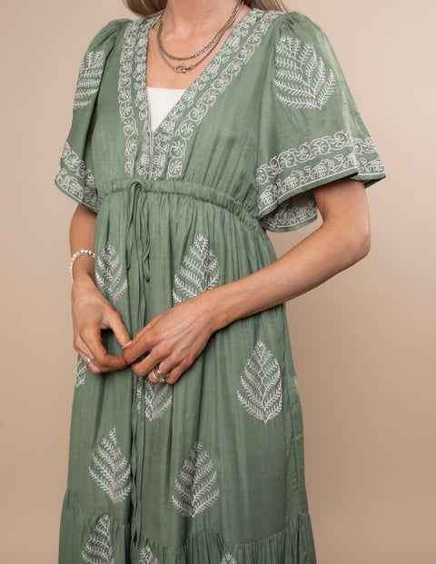 Botanical Embroidered Dress
