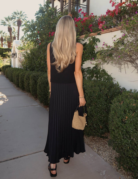 Midnight Grace Pleated Dress