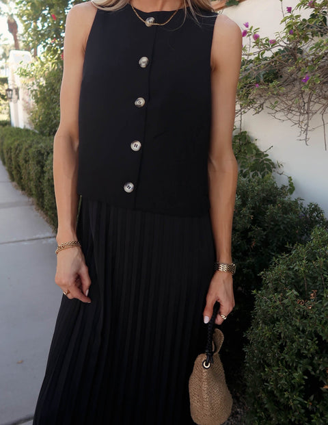 Midnight Grace Pleated Dress