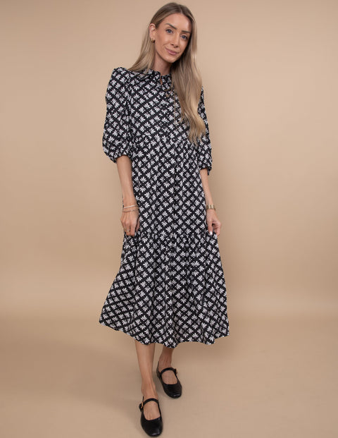 Luis Geometric Floral Dress