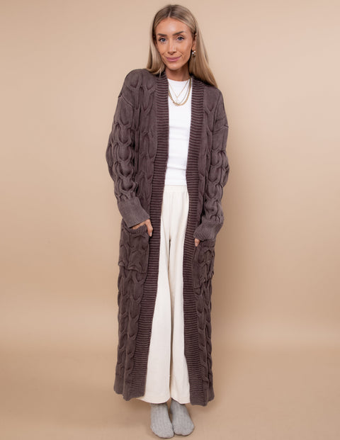 Stonewash Cable Cascade Cardigan