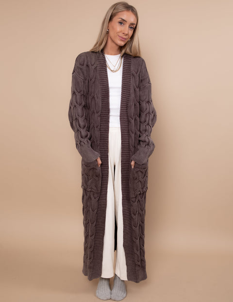 Stonewash Cable Cascade Cardigan