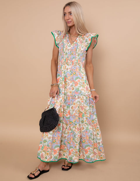 Zamara Floral Tiered Midi Dress