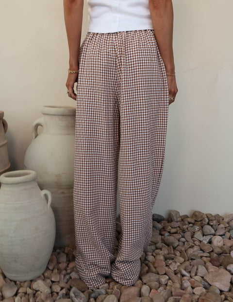 Mocha Picnic Gingham Pants