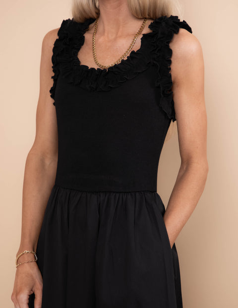Midnight Ruffle Midi Dress