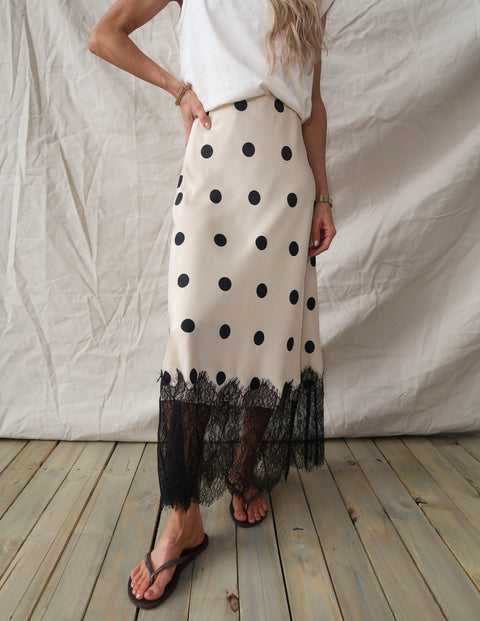 Parisian Dot Lace Midi Skirt