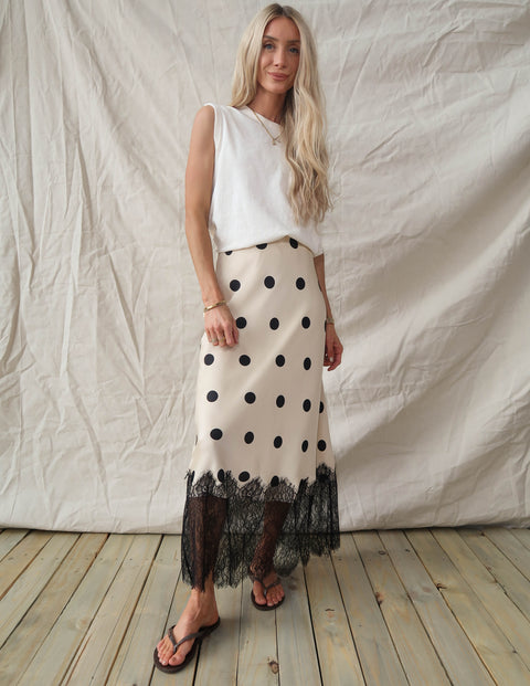 Parisian Dot Lace Midi Skirt