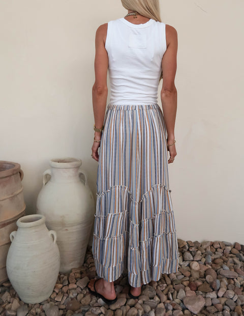 Wavy Tiers Striped Skirt