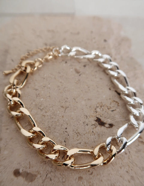 Two Tone Curb Chain Anklet