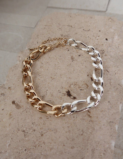 Two Tone Curb Chain Anklet